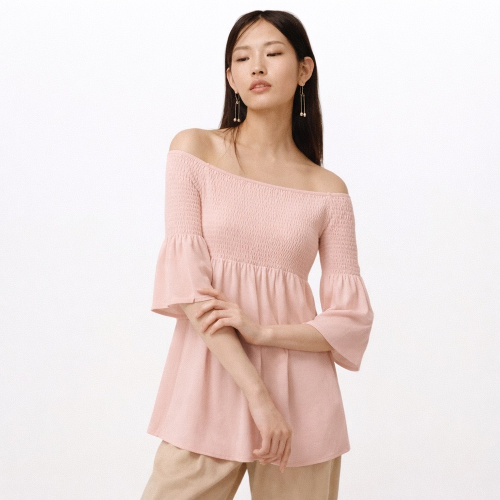 Aritzia Babaton Grantland Pink Off Shoulder Blouse Small NWOT - Picture 12 of 13